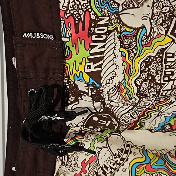 Maui & Sons men's California swim board beach shorts side pocket drawstring 32 - Picture 7 of 8